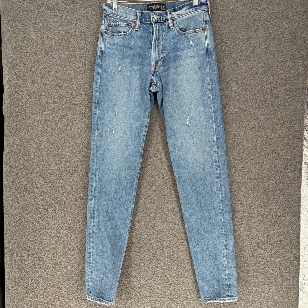 Abercrombie & Fitch 90s Slim Vintage Stretch Jeans Blue 30W 34L Distressed